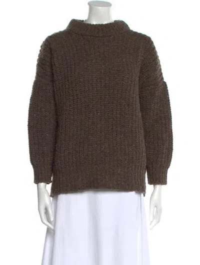 Pre-owned Babaà Wool Mock Neck Sweater In Brown