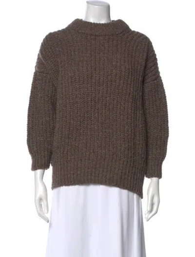 Pre-owned Babaà Wool Mock Neck Sweater In Brown