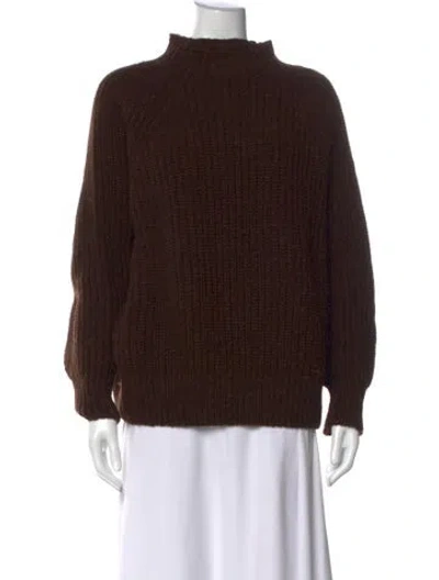 Pre-owned Babaà Wool Mock Neck Sweater In Brown