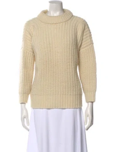 Pre-owned Babaà Wool Mock Neck Sweater In White