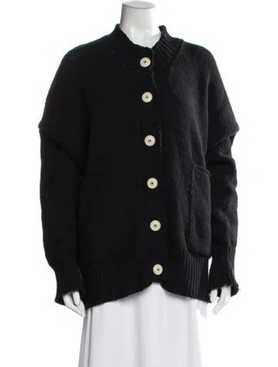 Pre-owned Babaà Wool Open Front Sweater In Black