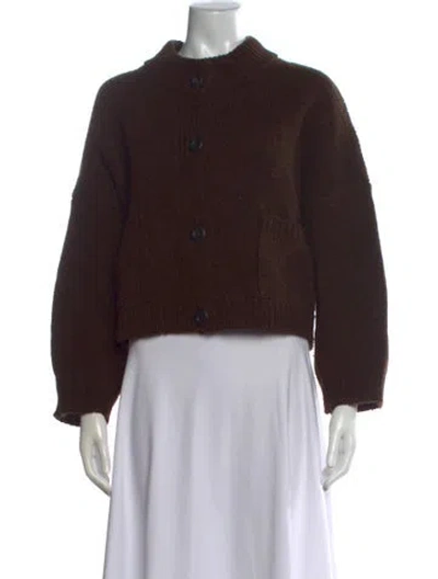 Pre-owned Babaà Wool Open Front Sweater In Brown