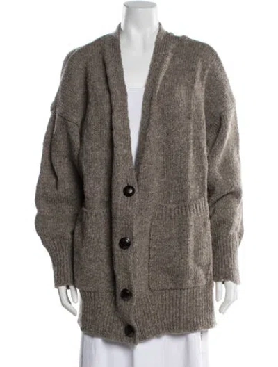 Pre-owned Babaà Wool Open Front Sweater In Gray