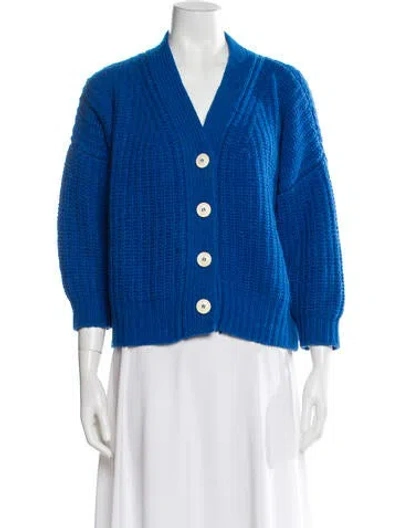 Pre-owned Babaà Wool V-neck Sweater In Blue