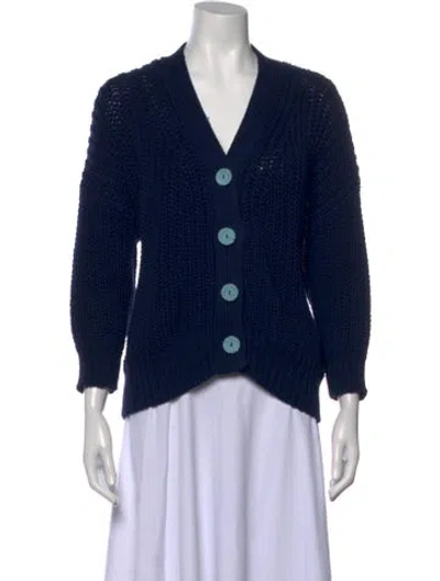 Pre-owned Babaà Wool V-neck Sweater In Blue