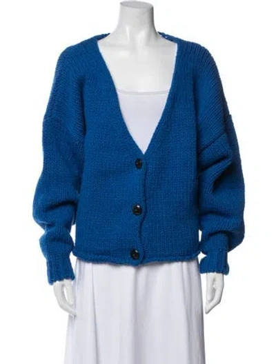 Pre-owned Babaà Wool V-neck Sweater In Blue