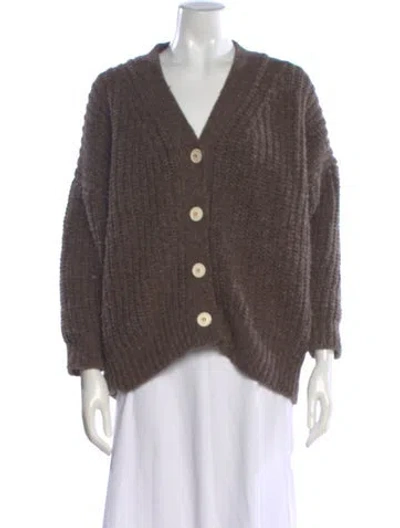 Pre-owned Babaà Wool V-neck Sweater In Brown