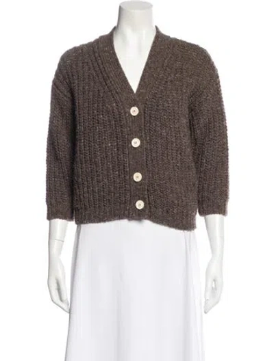 Pre-owned Babaà Wool V-neck Sweater In Brown