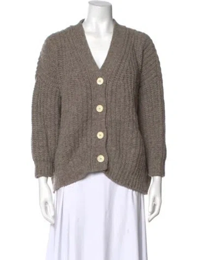 Pre-owned Babaà Wool V-neck Sweater In Brown