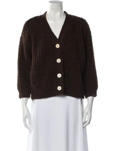 Pre-owned Babaà Wool V-neck Sweater In Brown