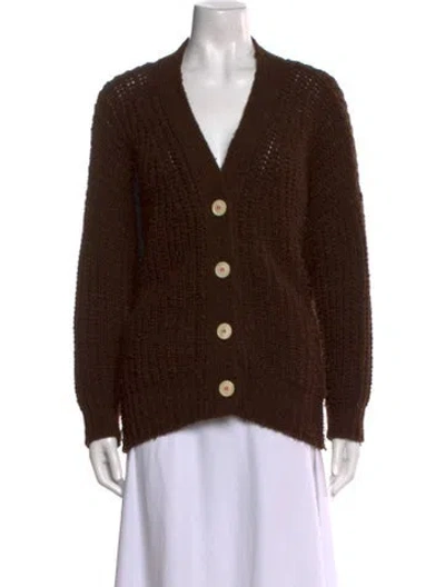 Pre-owned Babaà Wool V-neck Sweater In Brown