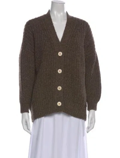 Pre-owned Babaà Wool V-neck Sweater In Brown
