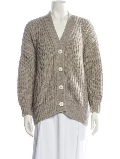 Pre-owned Babaà Wool V-neck Sweater In Gray