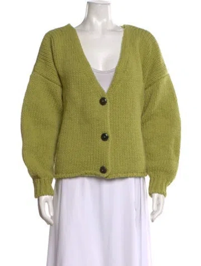 Pre-owned Babaà Wool V-neck Sweater In Green