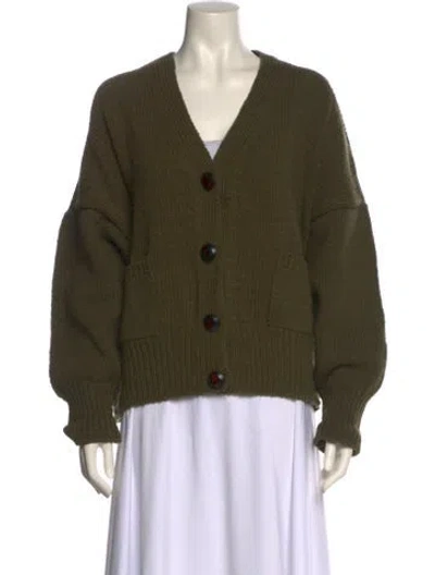 Pre-owned Babaà Wool V-neck Sweater In Green