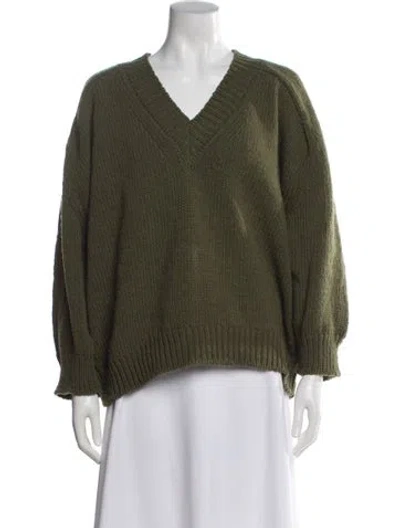 Pre-owned Babaà Wool V-neck Sweater In Green