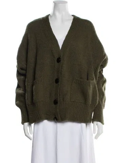 Pre-owned Babaà Wool V-neck Sweater In Green
