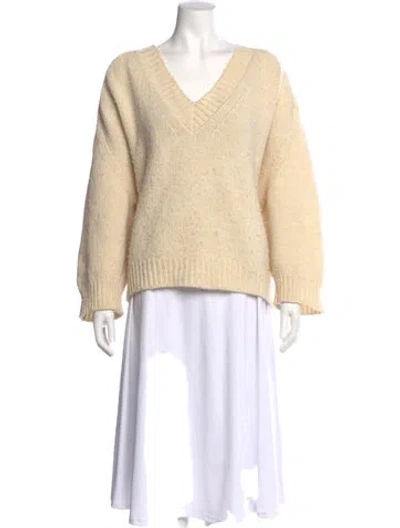 Pre-owned Babaà Wool V-neck Sweater In Neutral