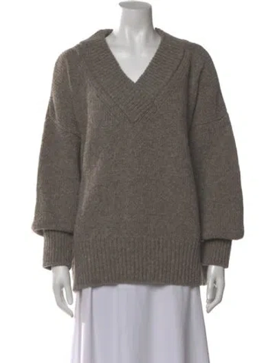 Pre-owned Babaà Wool V-neck Sweater In Neutral