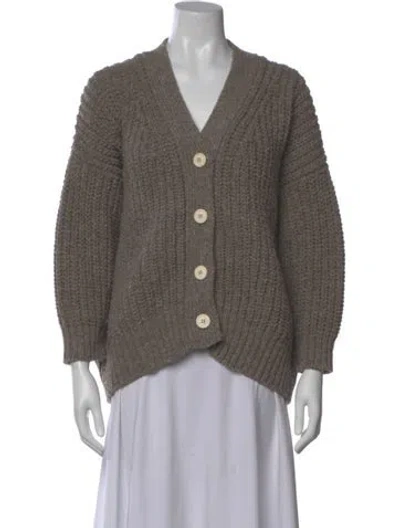 Pre-owned Babaà Wool V-neck Sweater In Neutral