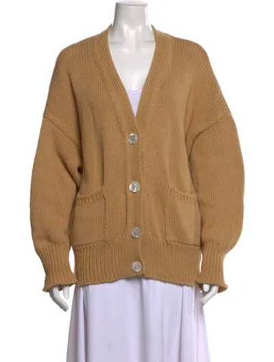 Pre-owned Babaà Wool V-neck Sweater In Neutral