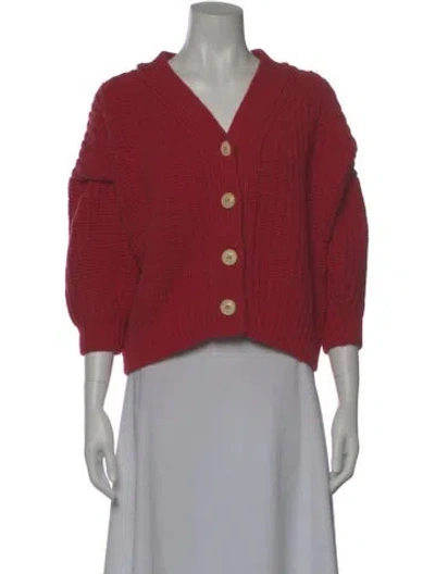 Pre-owned Babaà Wool V-neck Sweater In Red