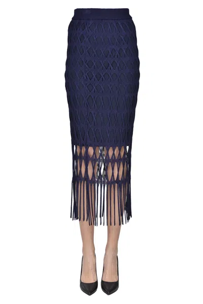 Babaco Cut-out Knit Skirt In Blue