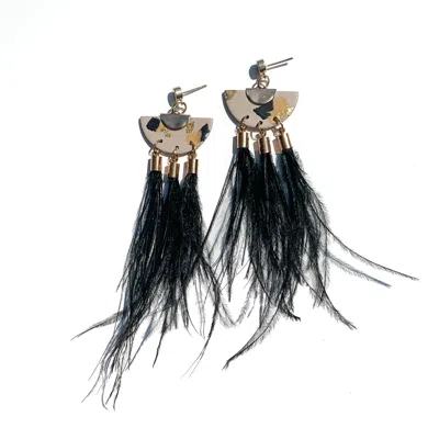 Babaloo Jewelry Women's Black / Brown / Gold Leopard Fringe Dangle In Black/brown/gold