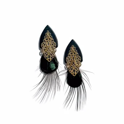 Babaloo Jewelry Women's Black Victoria Earrings In Gray