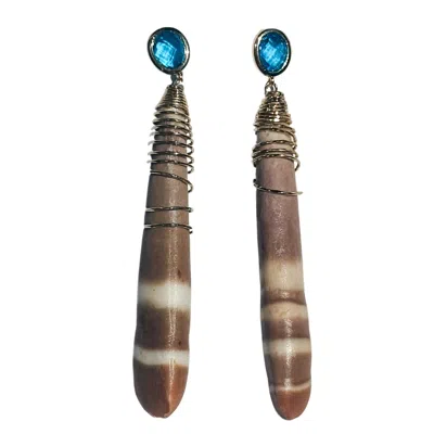 Babaloo Jewelry Women's Blue / Brown / Gold Ocean Relic Earrings