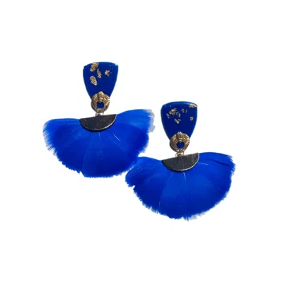Babaloo Jewelry Women's Blue / Gold Luminous Blue Statement Earrings In Multi