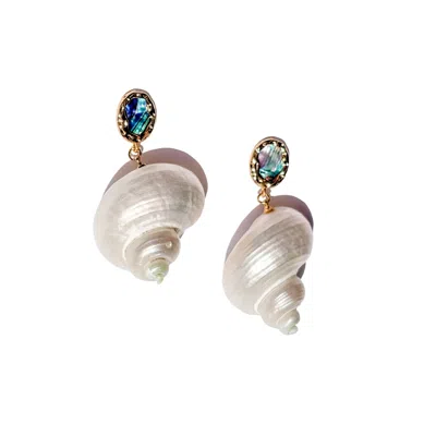 Babaloo Jewelry Women's Blue / White / Gold Abalone & Shell Drop Earrings In Multi