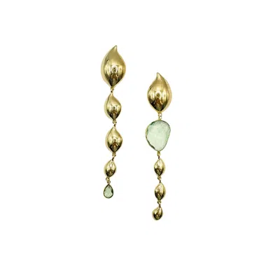 Babaloo Jewelry Women's Gold Aquamarine Waterfall Earrings