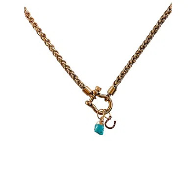 Babaloo Jewelry Women's Gold / Blue Cable Carabiner Charm Necklace In Multi