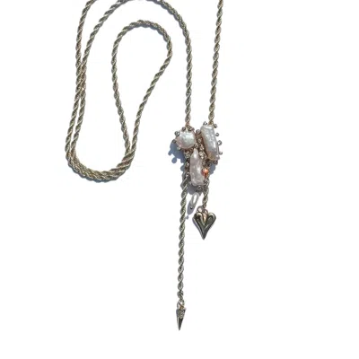 Babaloo Jewelry Women's Gold Boho Heart & Spike Pearl Bolo Necklace