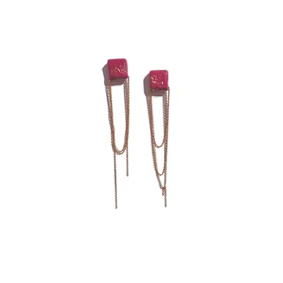 Babaloo Jewelry Women's Pink / Gold Gilded Cascade Earrings In Pink/gold