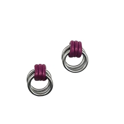 Babaloo Jewelry Women's Pink / Purple / Silver Infinity Hoops In Multi