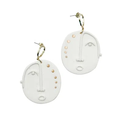 Babaloo Jewelry Women's White Luna Handcrafted Statement Dangle