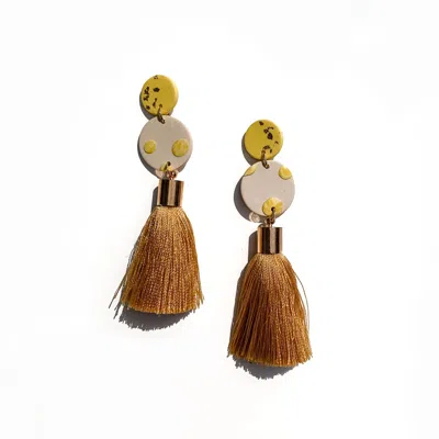 Babaloo Jewelry Women's Yellow Silk Tassel Earrings