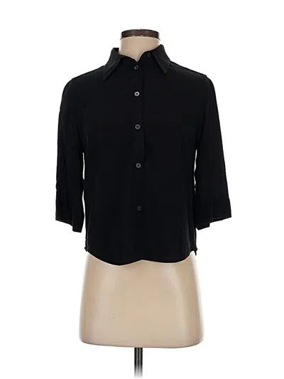 Pre-owned Babaton 3/4 Sleeve Button Down Shirt In Black