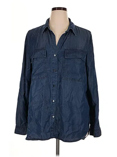 Pre-owned Babaton 3/4 Sleeve Button Down Shirt In Blue