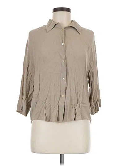 Pre-owned Babaton 3/4 Sleeve Button Down Shirt In Brown