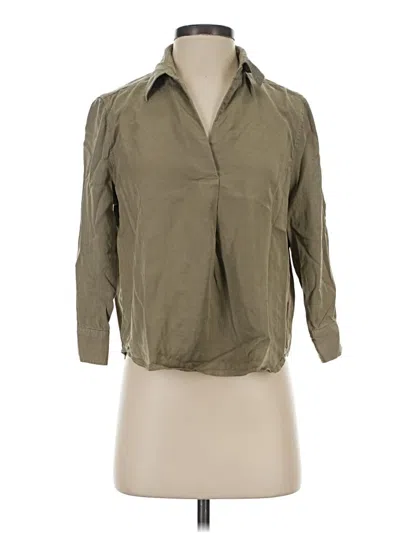 Pre-owned Babaton 3/4 Sleeve Button Down Shirt In Green