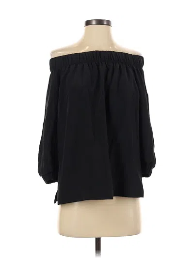Pre-owned Babaton 3/4 Sleeve Silk Top Black Off The Shoulder Neckline Tops