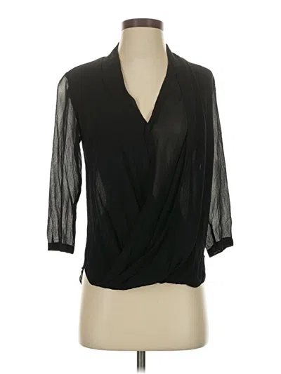 Pre-owned Babaton 3/4 Sleeve Silk Top Black Plunge Neckline Tops