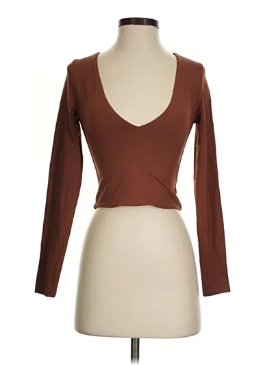 Pre-owned Babaton 3/4 Sleeve T-shirt In Brown