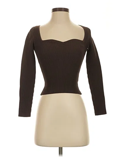 Pre-owned Babaton 3/4 Sleeve T-shirt In Brown