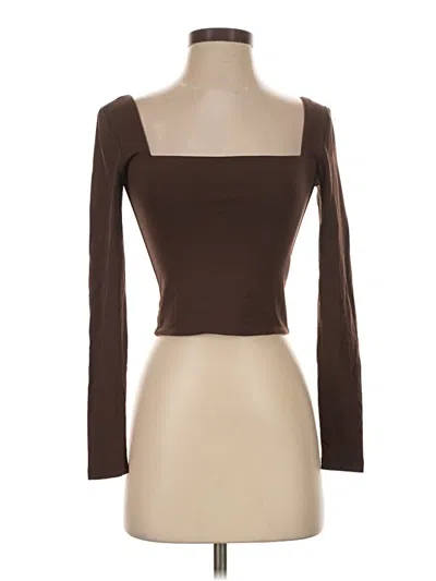 Pre-owned Babaton 3/4 Sleeve T-shirt In Brown