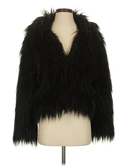 Pre-owned Babaton Faux Fur Jacket In Black
