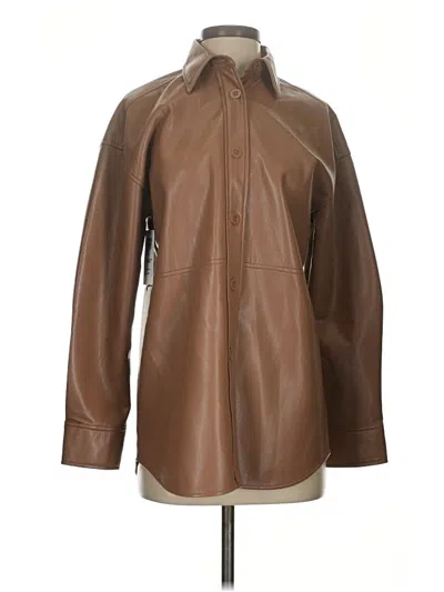 Pre-owned Babaton Faux Leather Jacket In Brown